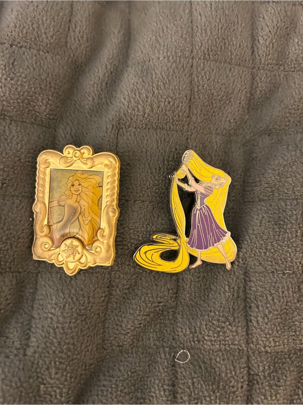 Disney Rapunzel Enamel Pin Duo in Gold, Purple, and Yellow